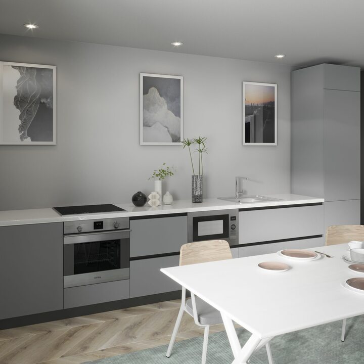 Buterfyl Кухня прямая, SOFT TOUCH светло-серый