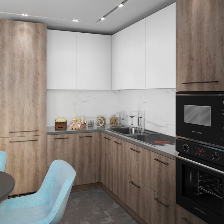 Berriz Кухня угловая, TSS, SOFT TOUCH белый, дерево