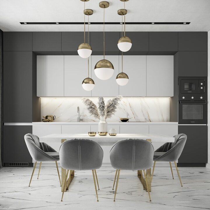 Lapheriya Кухня прямая, SOFT TOUCH серый, белый