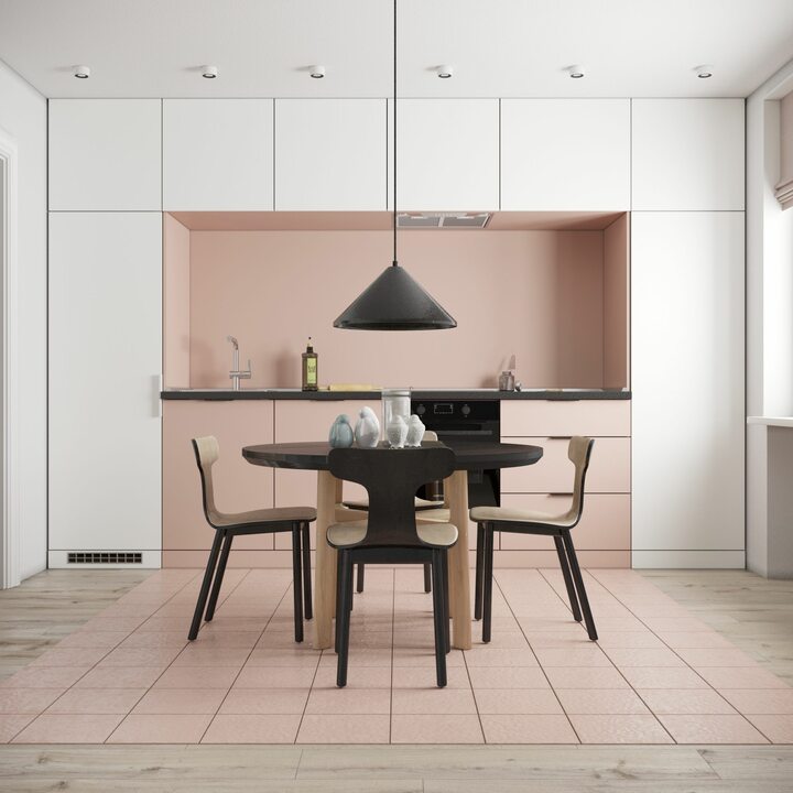 Alliana Кухня прямая, SOFT TOUCH розовый, белый