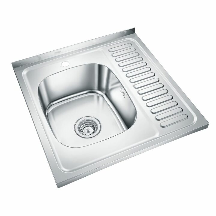 EMAR 6060LQ Кухонная накладная мойка с чашей из нержавеющей стали, глянец