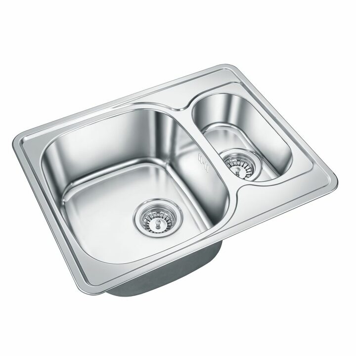 EMAR 5948 Кухонная мойка с двумя чашами из нержавеющей стали, глянец