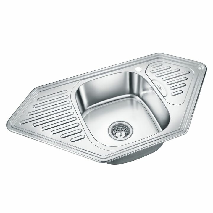 EMAR 9550A Кухонная мойка с чашей и крылом из нержавеющей стали, глянец