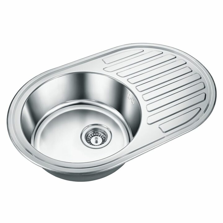 EMAR ЛАЙТ 7750 Кухонная мойка с чашей и крылом из нержавеющей стали, глянец