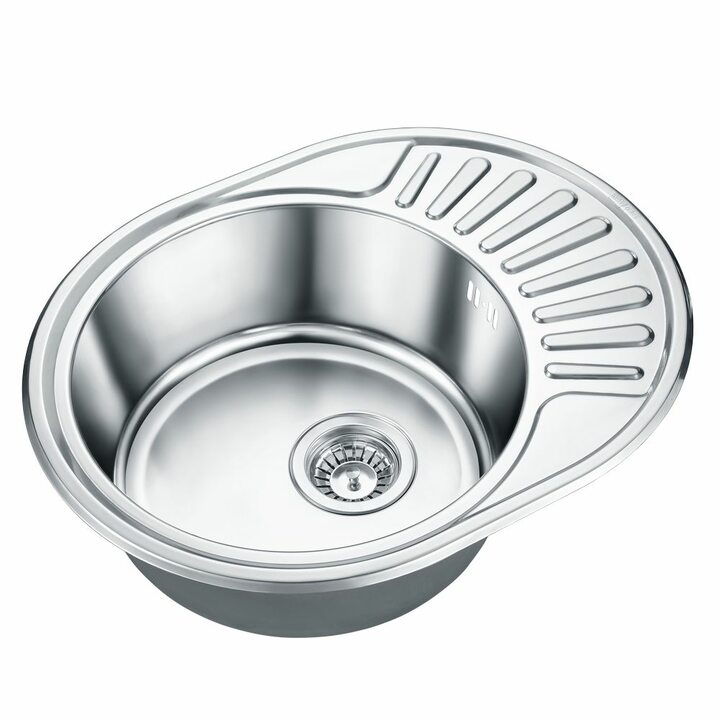 EMAR 5745 Кухонная мойка с чашей и крылом из нержавеющей стали, матовый, глянец, декор