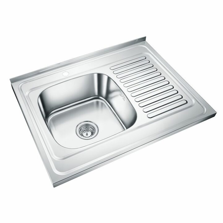 EMAR T6080LQ Кухонная накладная мойка с чашей из нержавеющей стали, глянец