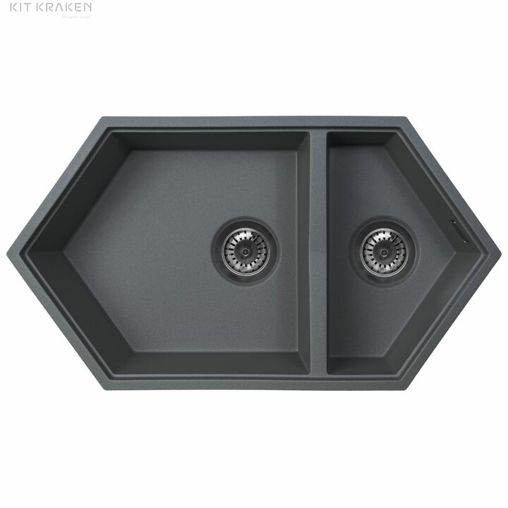 Kit Kraken Creek Кухонная мойка из искусственного камня, темно-серый