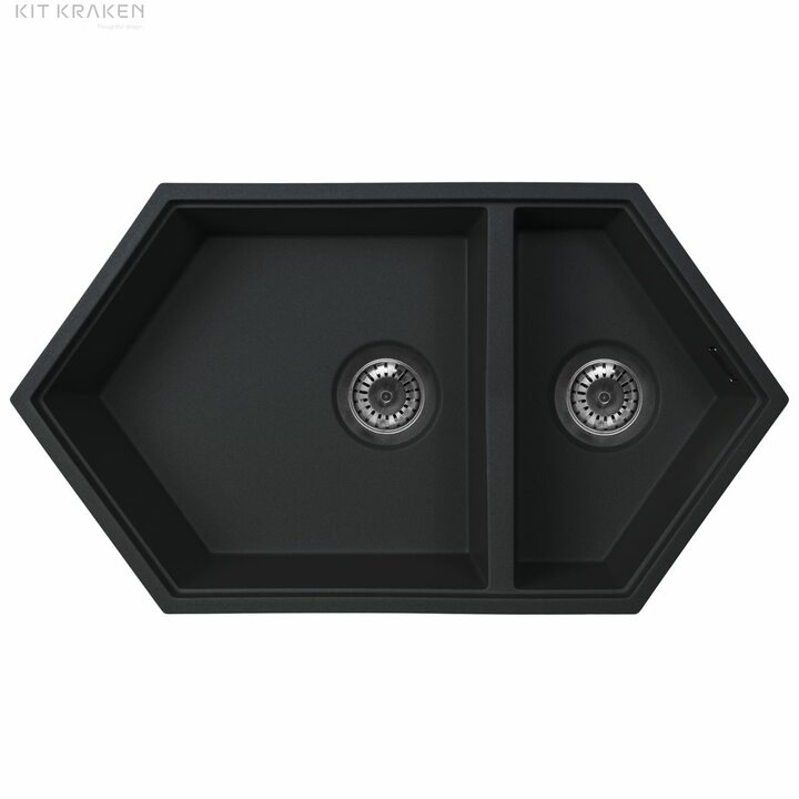 Kit Kraken Creek Кухонная мойка из искусственного камня, черный