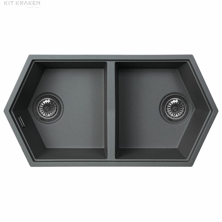Kit Kraken Gulf Кухонная мойка из искусственного камня, темно-серый