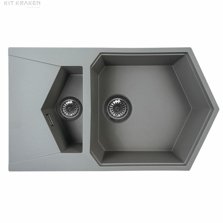 Kit Kraken Pond Кухонная мойка из искусственного камня, серый