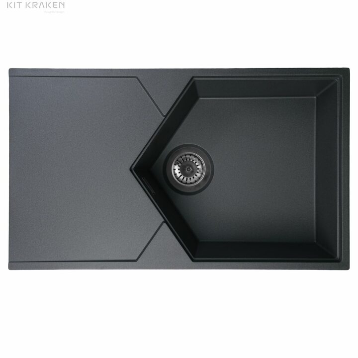 Kit Kraken Sea Кухонная мойка из искусственного камня, темно-серый
