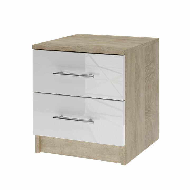 Валске Прикроватная тумба с 2 ящиками, МДФ белый глянец