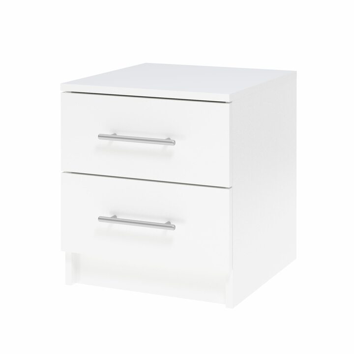 Валске Прикроватная тумба с 2 ящиками, ЛДСП белый