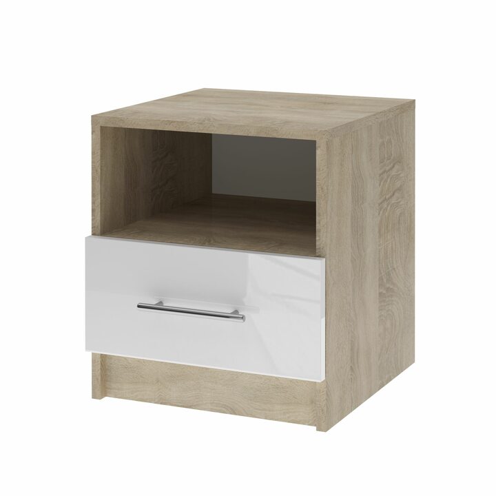 Валске Прикроватная тумба с 1 ящиком, МДФ белый глянец