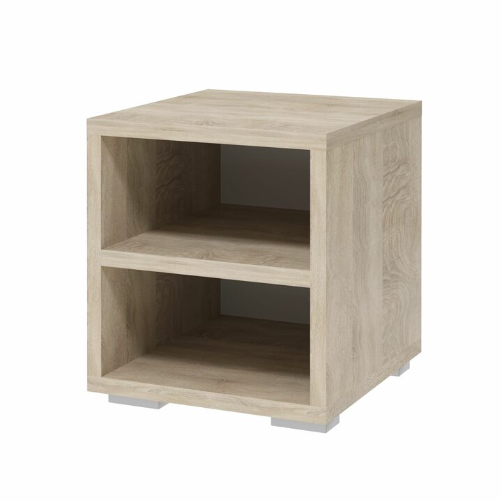 Лем Прикроватная тумба с 2 полками, на ножках, ЛДСП дуб сонома