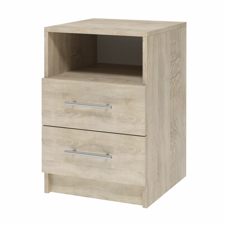 Пинге Прикроватная тумба с 2 ящиками и полкой, ЛДСП дуб сонома