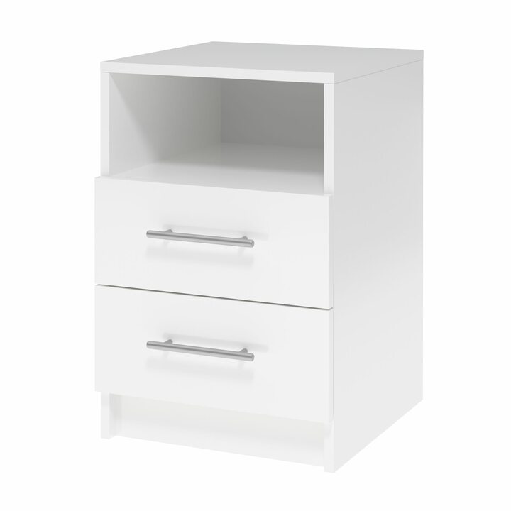 Пинге Прикроватная тумба с 2 ящиками и полкой, ЛДСП белый