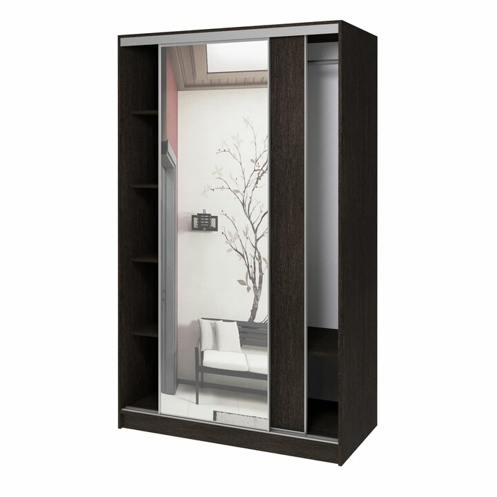 Валске Шкаф купе ширина 1,2 метра, корпус венге, фасад венге, зеркало