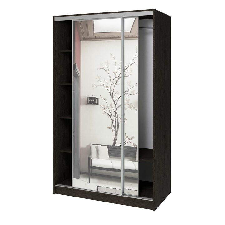 Валске Шкаф купе ширина 1,2 метра, корпус венге, фасад зеркало