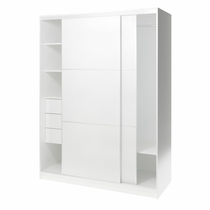 Валске Шкаф купе ширина 1,5 метра, корпус белый, фасад белый