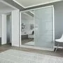 Валске Шкаф купе ширина 1,8 метра, корпус белый, фасад серое стекло, зеркало