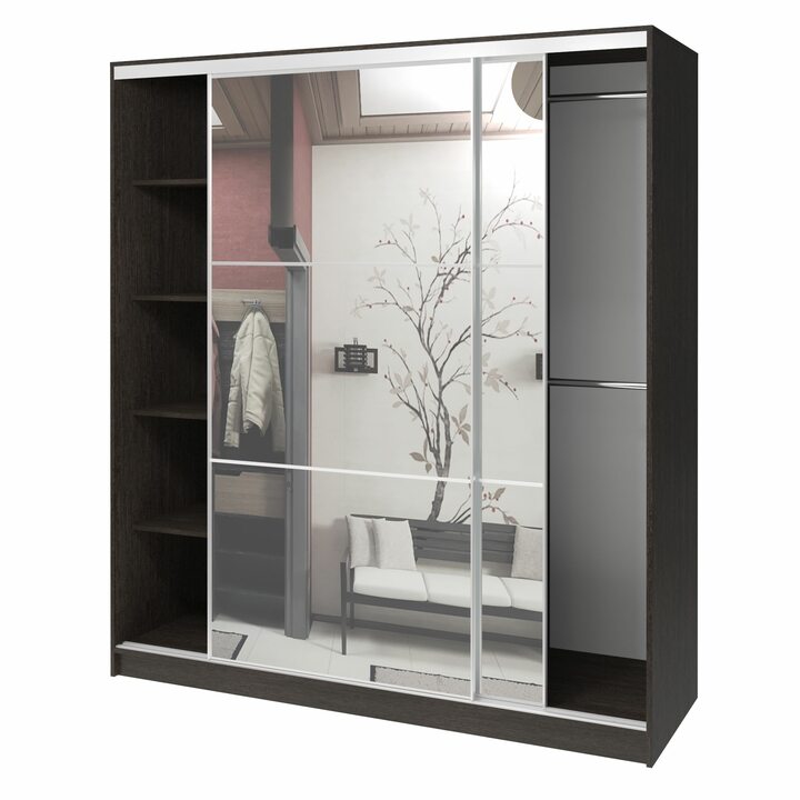 Валске Шкаф купе ширина 1,8 метра, корпус венге, фасад зеркало