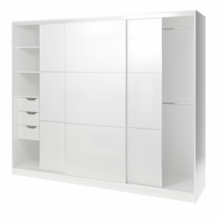 Валске Шкаф купе ширина 2,4 метра, корпус белый, фасад белый