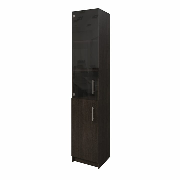 Толга Шкаф распашной комбинация шириной 400мм для хранения с дверками, ЛДСП венге, стекло