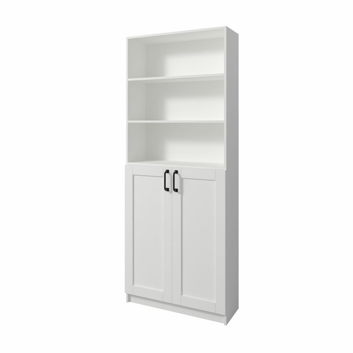 Лем Шкаф распашной с 6 полками, ширина 800мм, МДФ сборный белый