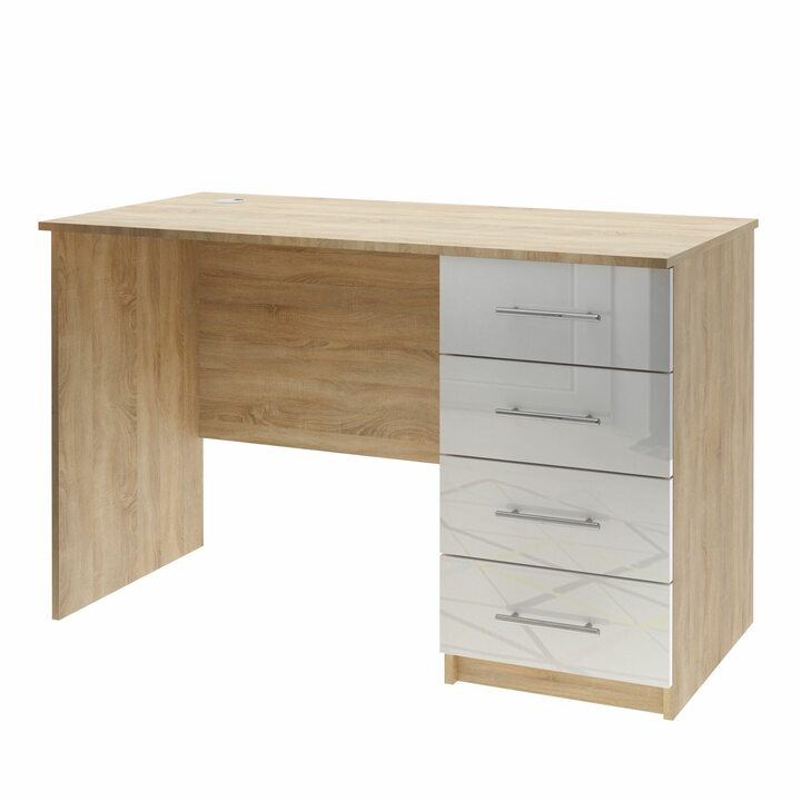 Валске Компьютерный стол с 4 ящиками, МДФ белый глянец