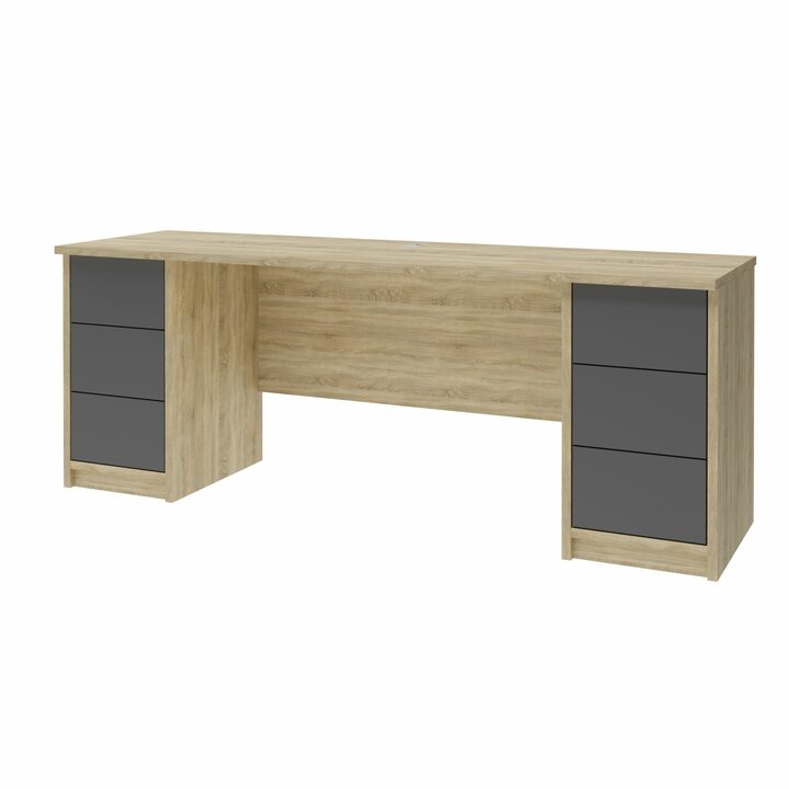 Лув Компьютерный стол с 6 ящиками, SOFT TOUCH серый