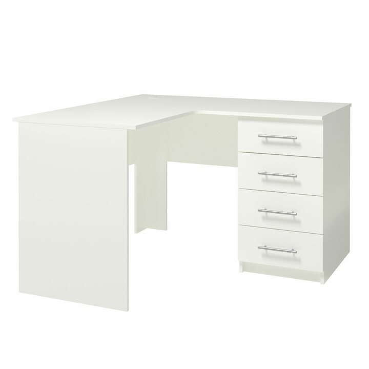 Ужо Письменный стол угловой с 4 ящиками, ЛДСП белый