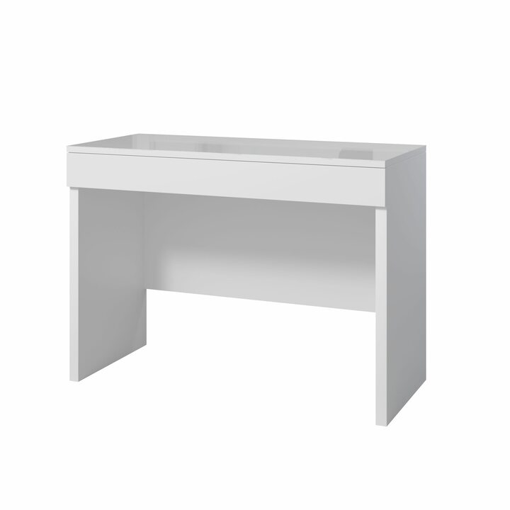 Аво Туалетный столик с 1 ящиком, белое стекло, ЛДСП белый