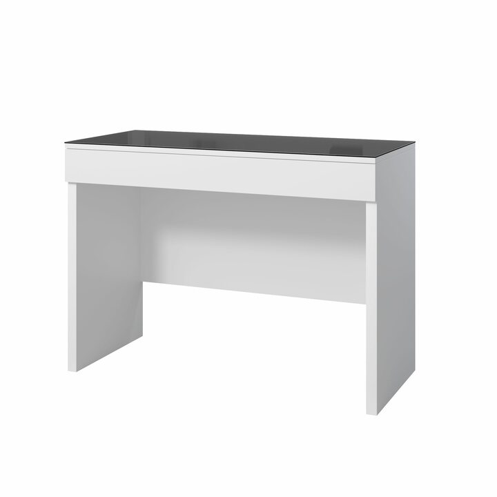 Аво Туалетный столик с 1 ящиком, черное стекло, ЛДСП белый