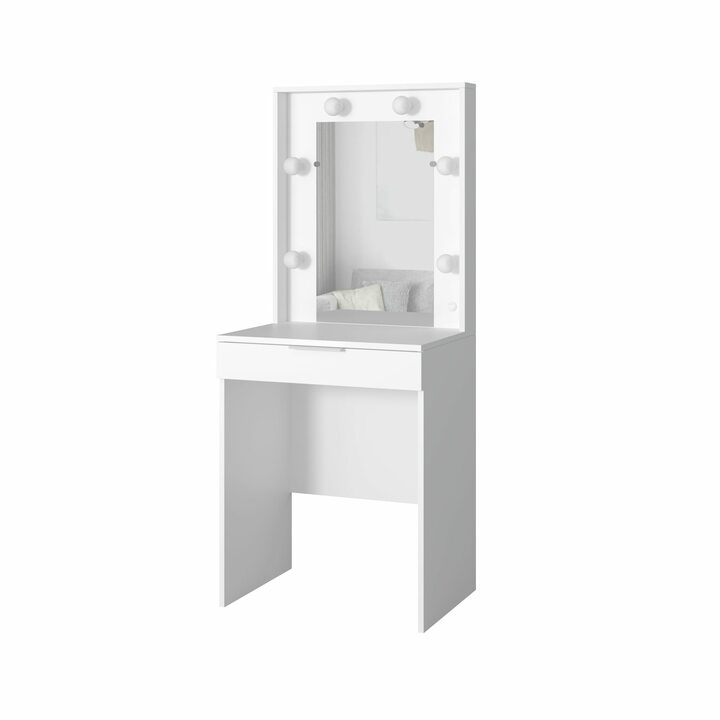 Валске Туалетный столик с гримерным зеркалом и 1 ящиком, ЛДСП белый