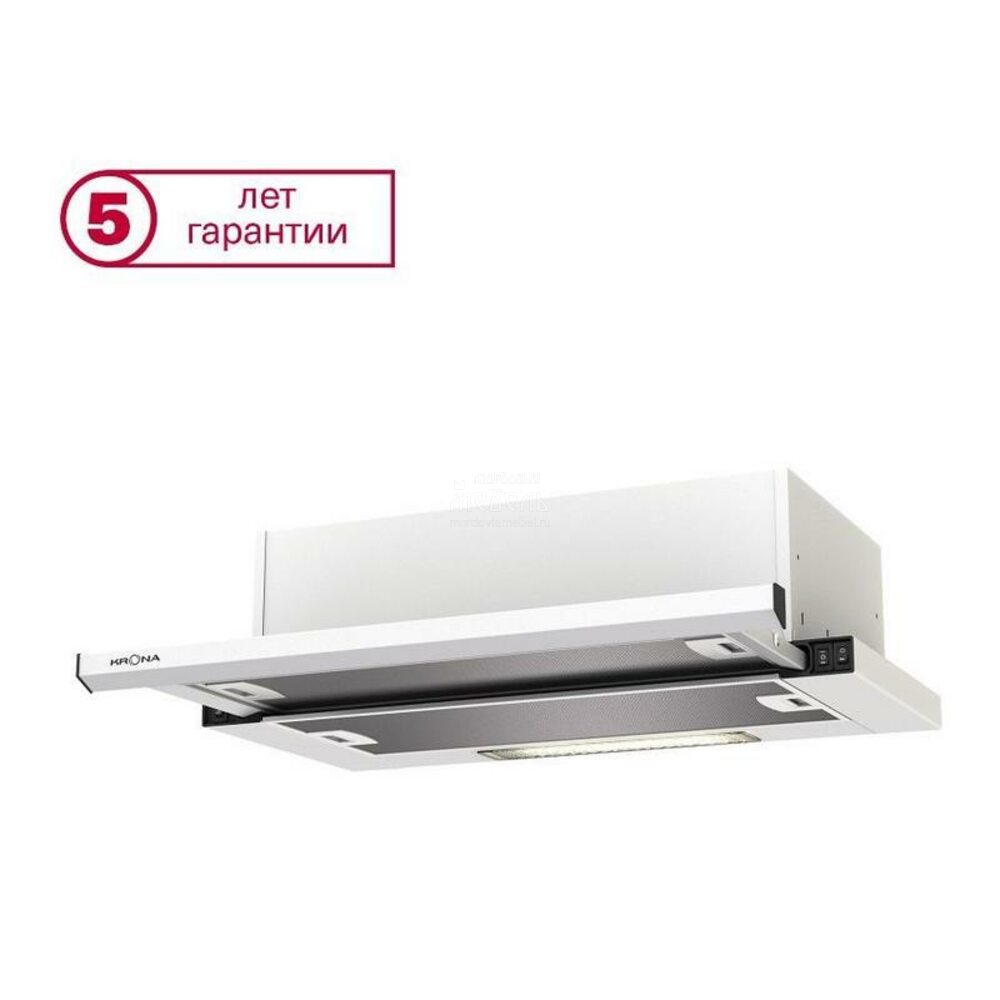 Вытяжка встраиваемая Krona KAMILLA SLIM 600 WH(2 мотора), белый