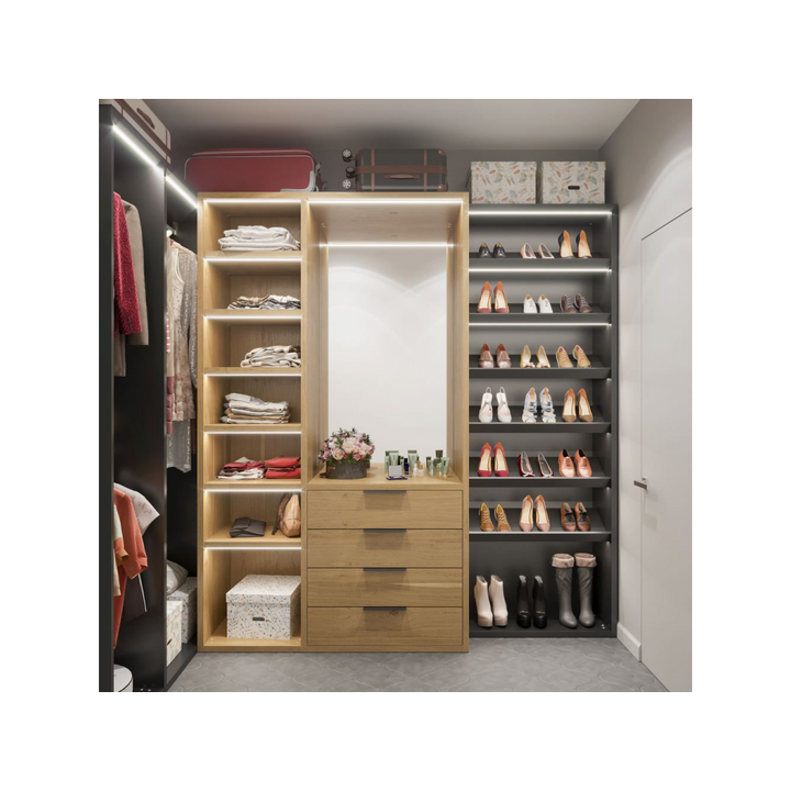 Гардероб-стеллаж, цвет – дуб и серый, DE.023.002.09