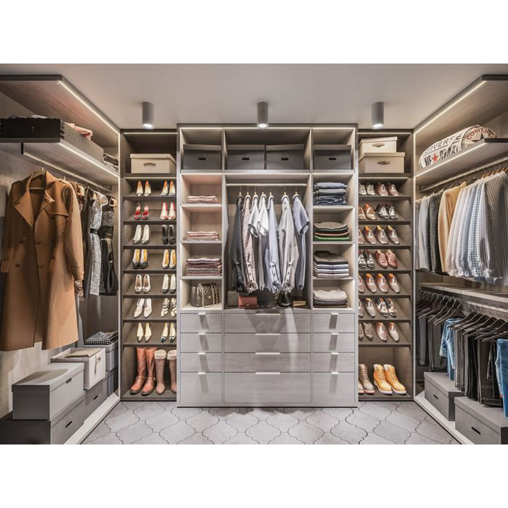 Гардероб-стеллаж, цвет – сосна касцина и бетон чикаго темно-серый, DE.023.002.21