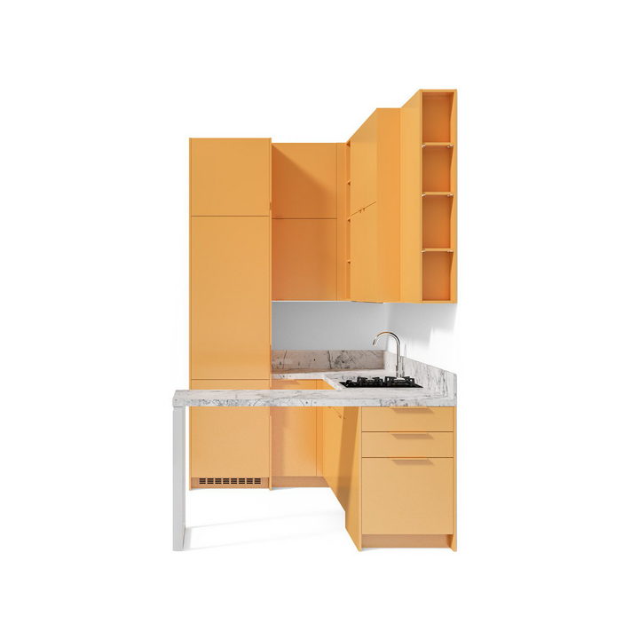 Современная кухня с барной стойкой, цвет – желтый, DE.013.007.38