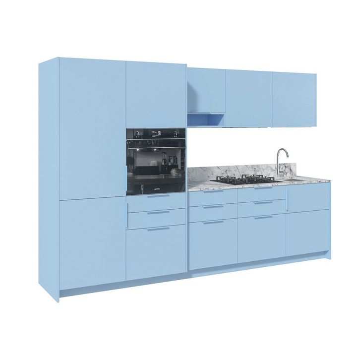 Современная прямая кухня, цвет – голубой, DE.013.001.36