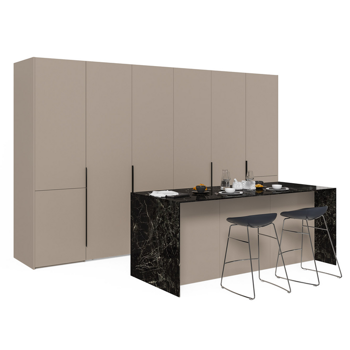 Скрытая кухня, цвет – серо-бежевый и древесина шорвуд, DE.013.010.44