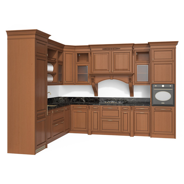 Классическая угловая кухня, цвет – анегри с черной патиной, IT.013.003.06