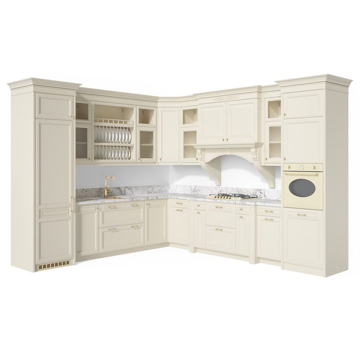 Классическая угловая кухня, цвет – молочный, IT.013.003.01