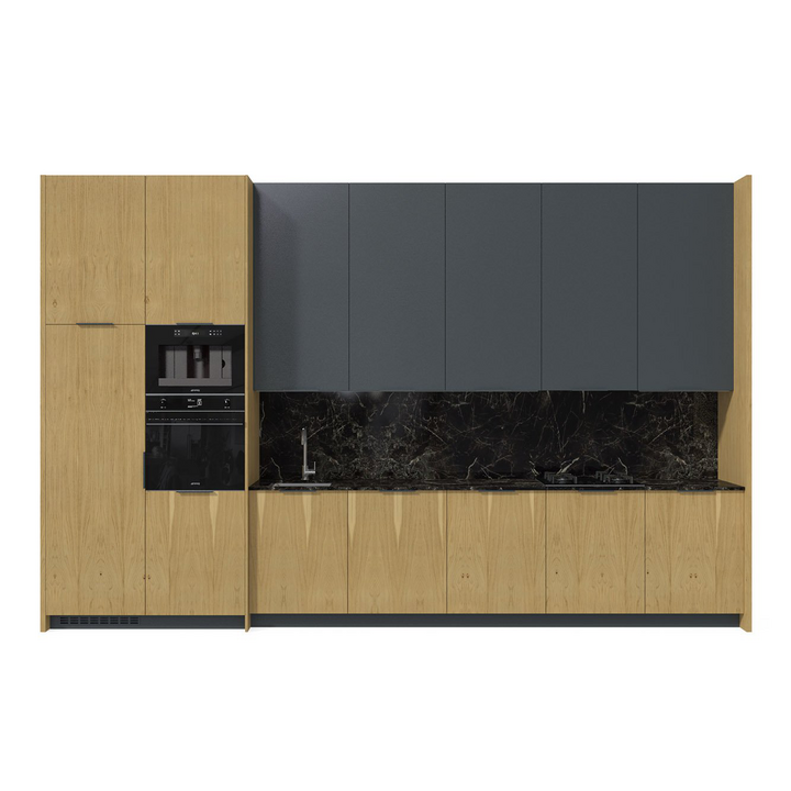 Современная прямая кухня, цвет – дуб и серый, DE.013.006.09