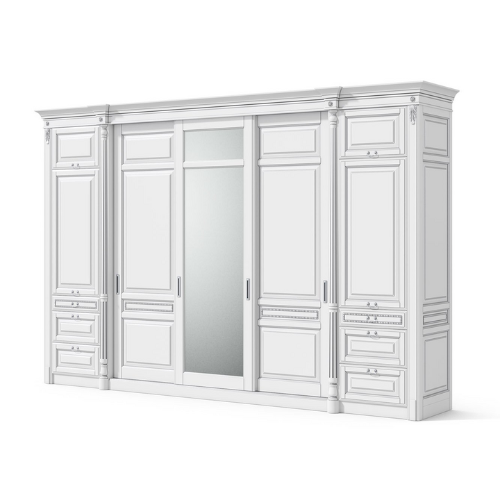 Шкаф-купе с зеркалом, цвет – белый с серебряной патиной, IT.022.001.04