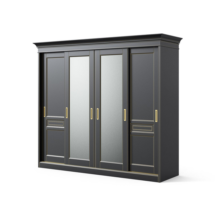 Шкаф-купе с 4 дверями, цвет – черный с бронзовой патиной, IT.022.004.13