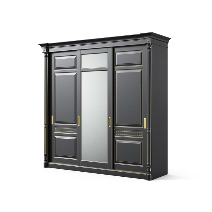 Шкаф-купе с зеркалом, цвет – черный с бронзовой патиной, IT.022.005.13