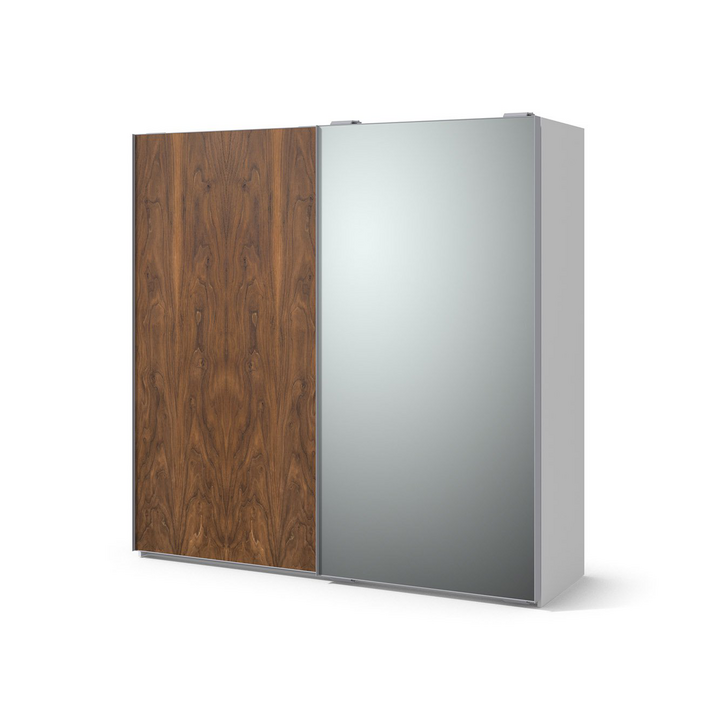 Шкаф-купе с зеркалом, цвет – орех американский и белый, DE.022.001.06