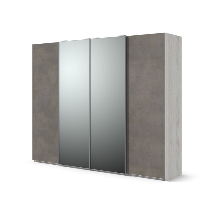 Шкаф-купе с 4 дверями, цвет – сосна касцина и бетон чикаго темно-серый, DE.022.003.21