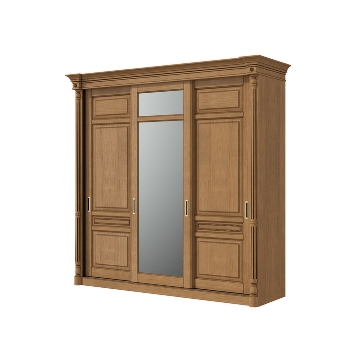 Шкаф-купе с зеркалом, цвет – светлый дуб с коричневой патиной, IT.022.005.27